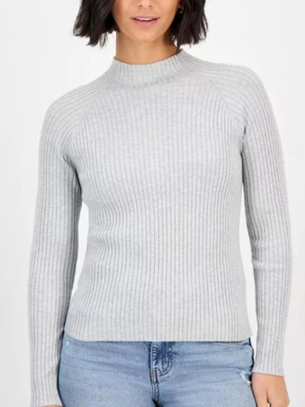 Hooked Up Juniors Grey Mockneck Ribbed Top XL